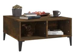 Mesa De Centro* Mesa de centro | Mesa de apoio 60x60x30 cm aglomerado cor carvalho fumado Castanho