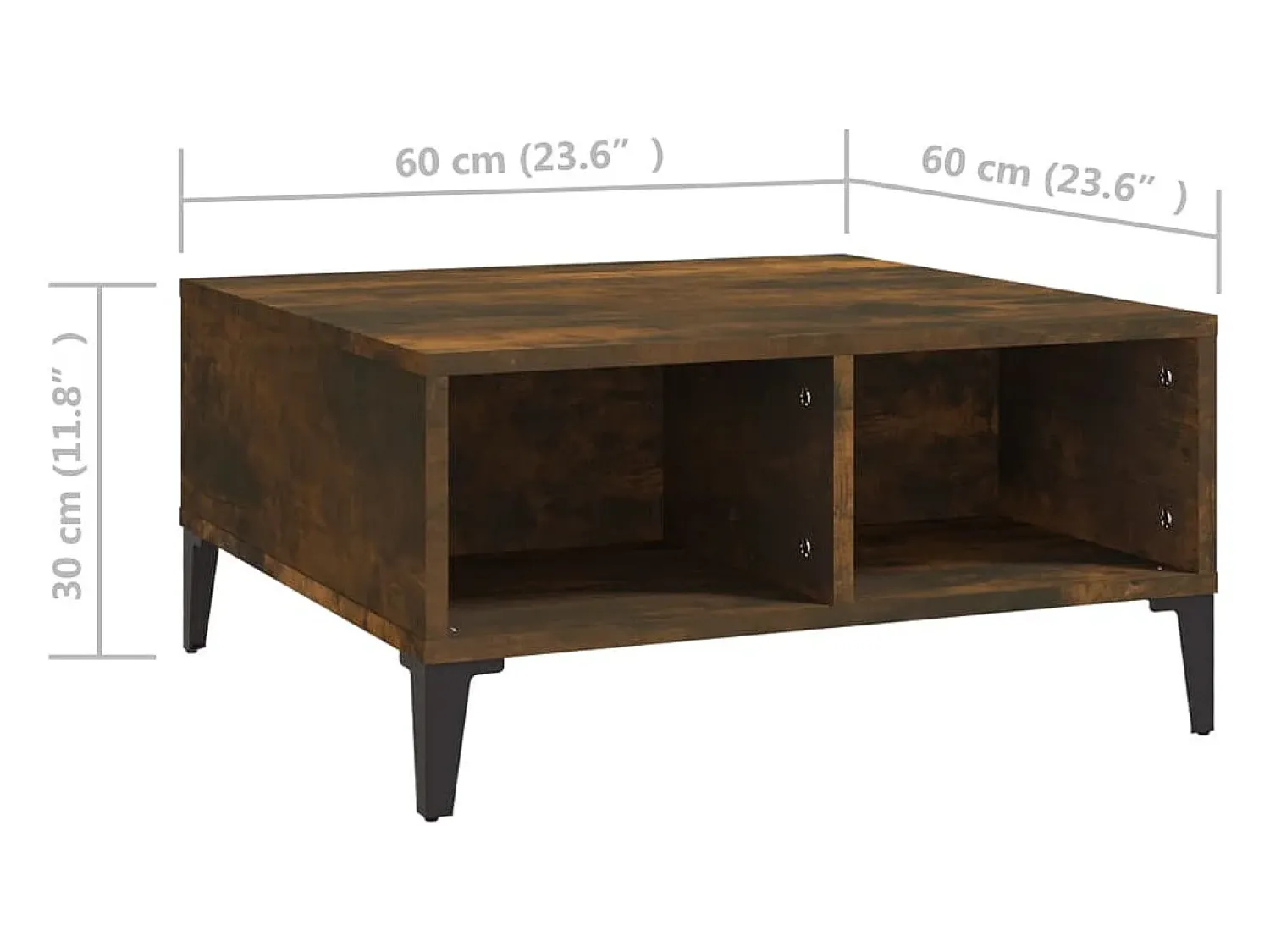 Mesa De Centro* Mesa de centro | Mesa de apoio 60x60x30 cm aglomerado cor carvalho fumado Castanho