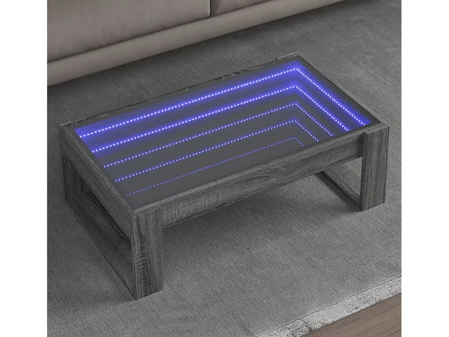 Discount Mesa de centro | Mesa de apoio luzes LED Infinity 90x53x30 cm sonoma Cinzento