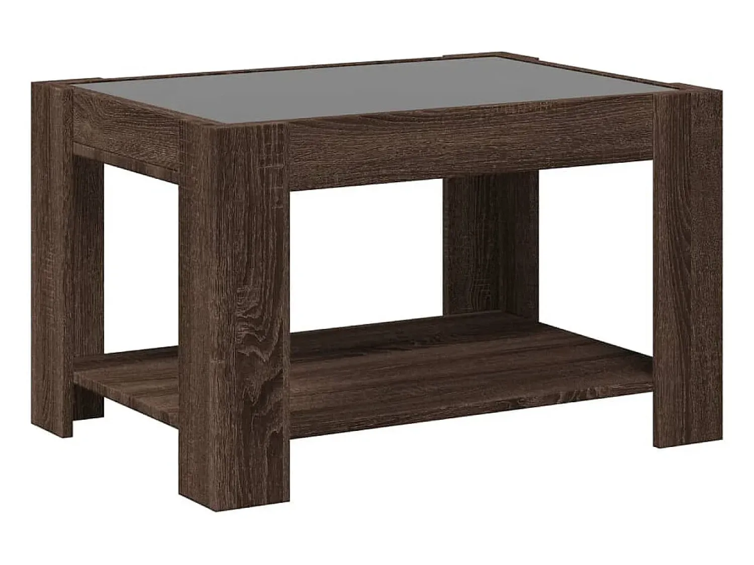 Mesa De Centro| Mesa de centro | Mesa de apoio c/ LEDs 73x53x45 cm derivados de madeira Castanho