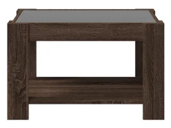 Mesa De Centro| Mesa de centro | Mesa de apoio c/ LEDs 73x53x45 cm derivados de madeira Castanho