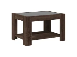 Mesa De Centro| Mesa de centro | Mesa de apoio c/ LEDs 73x53x45 cm derivados de madeira Castanho