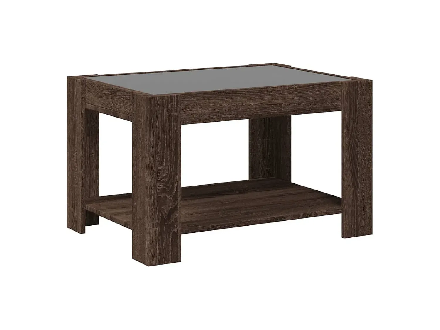 Mesa De Centro| Mesa de centro | Mesa de apoio c/ LEDs 73x53x45 cm derivados de madeira Castanho