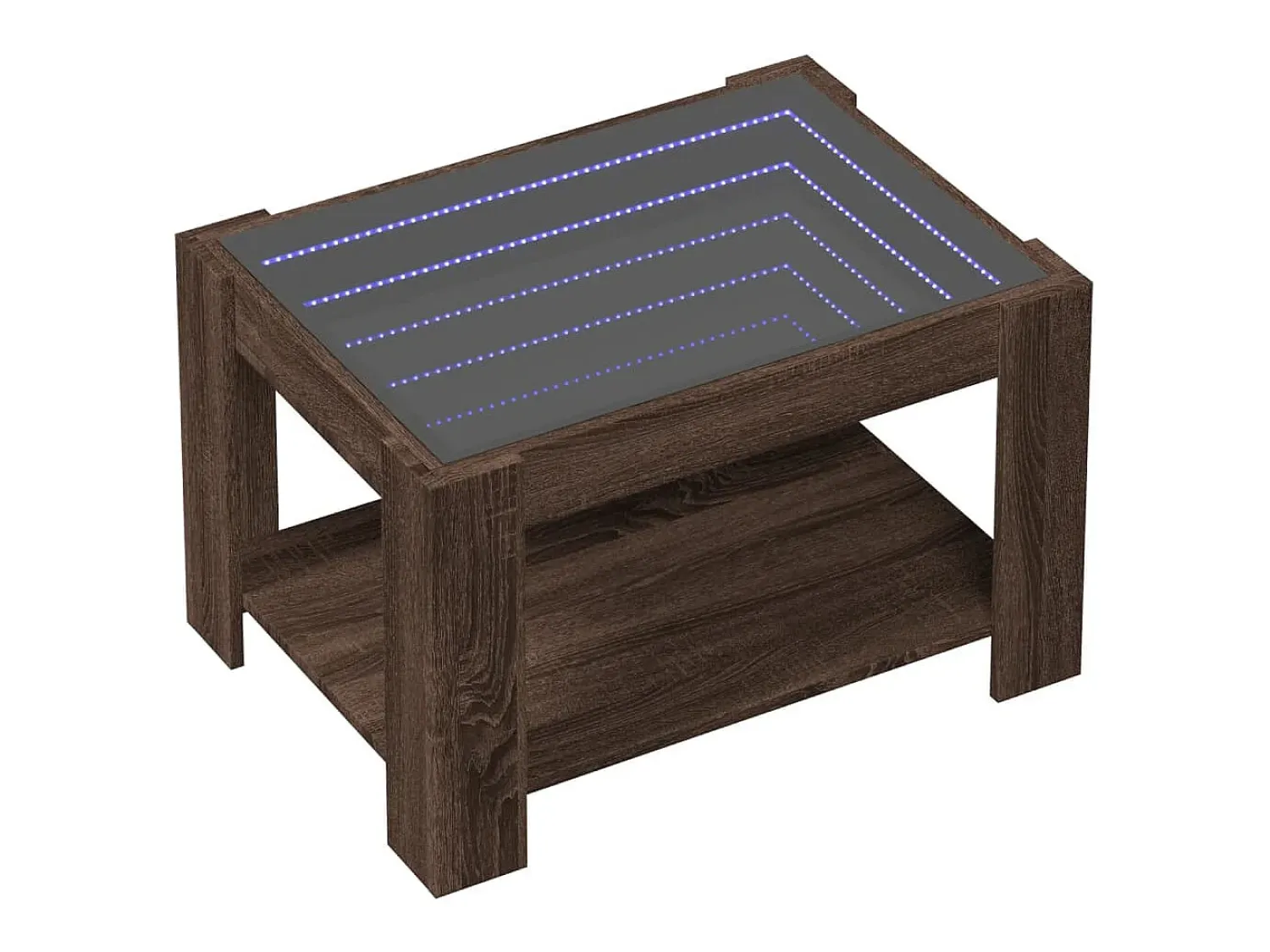 Mesa De Centro| Mesa de centro | Mesa de apoio c/ LEDs 73x53x45 cm derivados de madeira Castanho