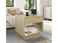 Online Mesa de centro | Mesa de apoio luzes LED Infinity 50x50x50 cm carvalho sonoma Castanho