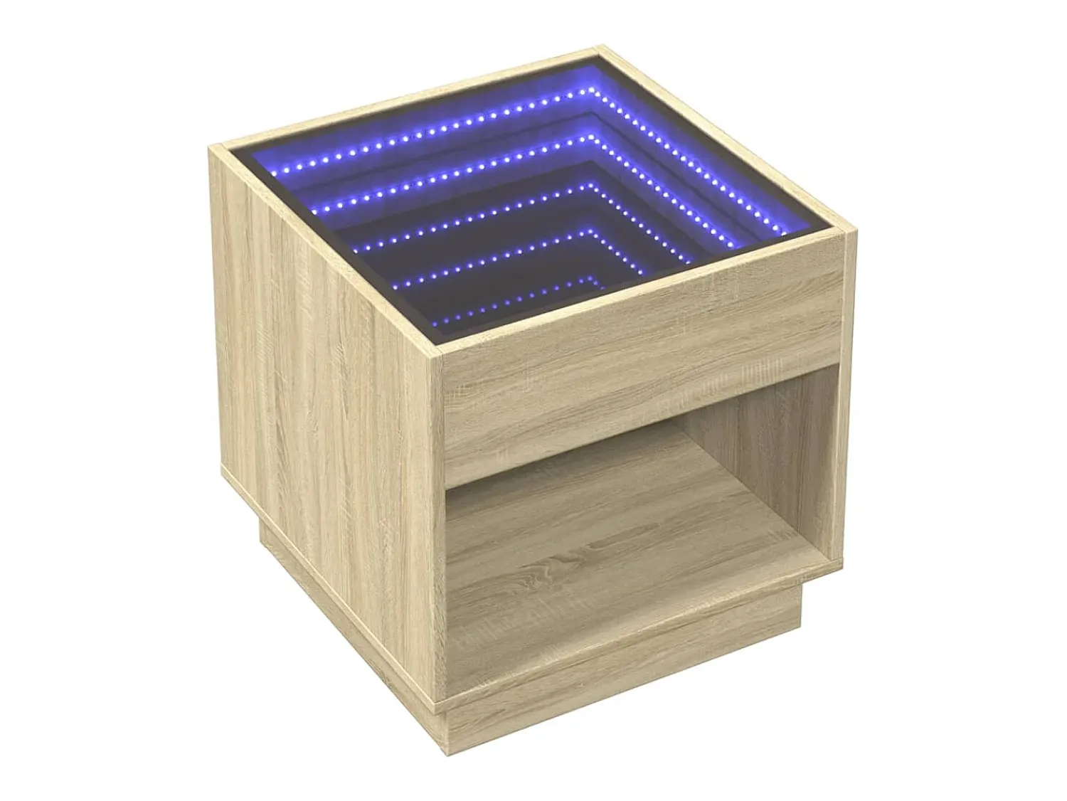 Online Mesa de centro | Mesa de apoio luzes LED Infinity 50x50x50 cm carvalho sonoma Castanho