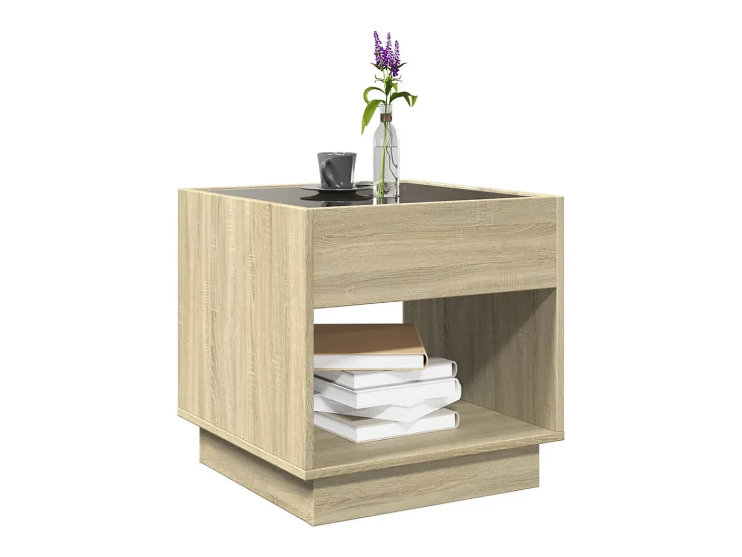 Online Mesa de centro | Mesa de apoio luzes LED Infinity 50x50x50 cm carvalho sonoma Castanho