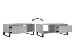 Mesa De Centro| Mesa de centro | Mesa de apoio 90x50x36.5 cm derivados madeira cimento Cinzento