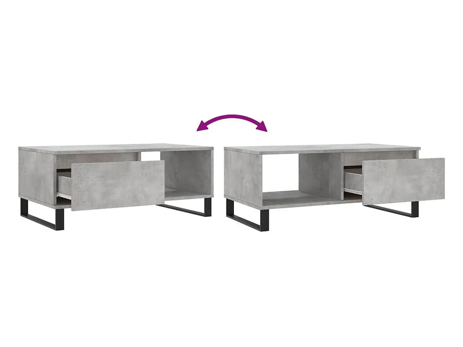 Mesa De Centro| Mesa de centro | Mesa de apoio 90x50x36.5 cm derivados madeira cimento Cinzento
