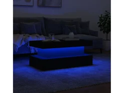 Mesa De Centro| Mesa de centro | Mesa de apoio com luzes LED 90x50x40 cm Preto