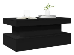 Mesa De Centro| Mesa de centro | Mesa de apoio com luzes LED 90x50x40 cm Preto