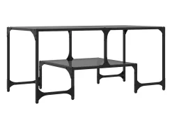 Hot Mesa de centro | Mesa de apoio com topo em vidro 98.5x50x45 cm aço Preto