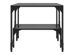Hot Mesa de centro | Mesa de apoio com topo em vidro 98.5x50x45 cm aço Preto