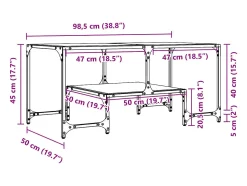 Hot Mesa de centro | Mesa de apoio com topo em vidro 98.5x50x45 cm aço Preto