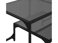Hot Mesa de centro | Mesa de apoio com topo em vidro 98.5x50x45 cm aço Preto