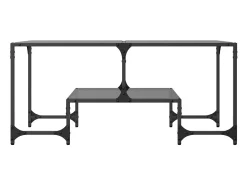 Hot Mesa de centro | Mesa de apoio com topo em vidro 98.5x50x45 cm aço Preto