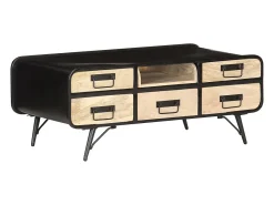 Mesa De Centro* Mesa de centro | Mesa de apoio | Mesa de café 100x50x40 cm madeira de mangueira maciça Preto