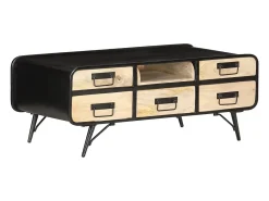 Mesa De Centro* Mesa de centro | Mesa de apoio | Mesa de café 100x50x40 cm madeira de mangueira maciça Preto
