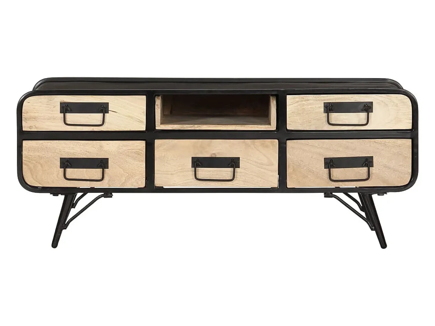 Mesa De Centro* Mesa de centro | Mesa de apoio | Mesa de café 100x50x40 cm madeira de mangueira maciça Preto