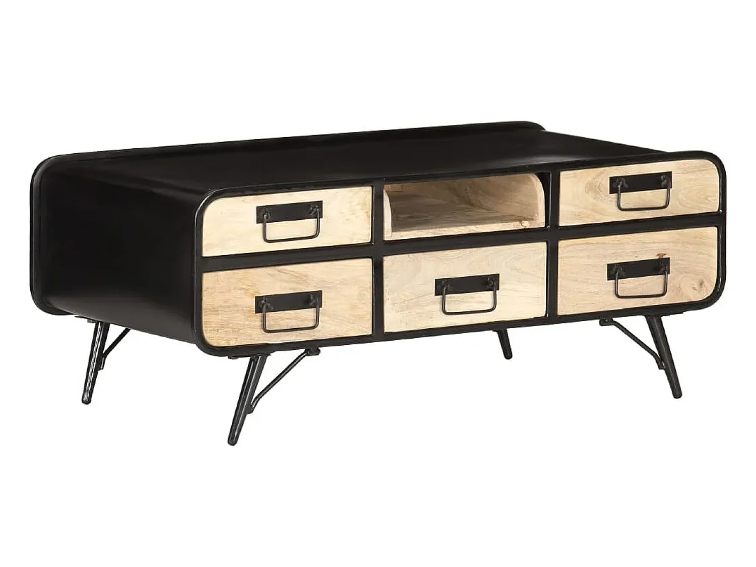 Mesa De Centro* Mesa de centro | Mesa de apoio | Mesa de café 100x50x40 cm madeira de mangueira maciça Preto