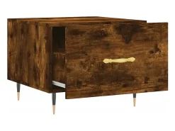 Mesa De Centro* Mesa de centro | Mesa de apoio 50x50x40 cm derivados de madeira carvalho fumado Castanho