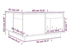 Sale Mesa de centro | Mesa de apoio 60x61x32.5 cm madeira de pinho maciça Branco