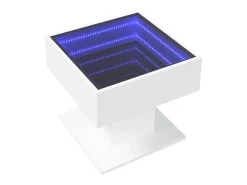 Mesa De Centro* Mesa de centro | Mesa de apoio c/ LEDs 50x50x45cm derivados de madeira Branco