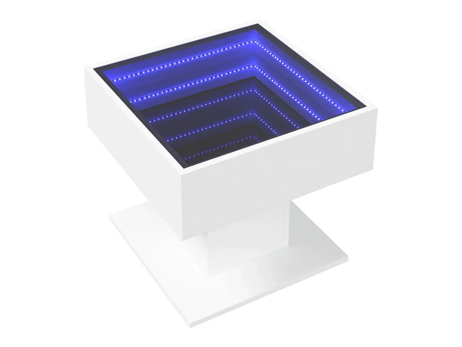 Mesa De Centro* Mesa de centro | Mesa de apoio c/ LEDs 50x50x45cm derivados de madeira Branco