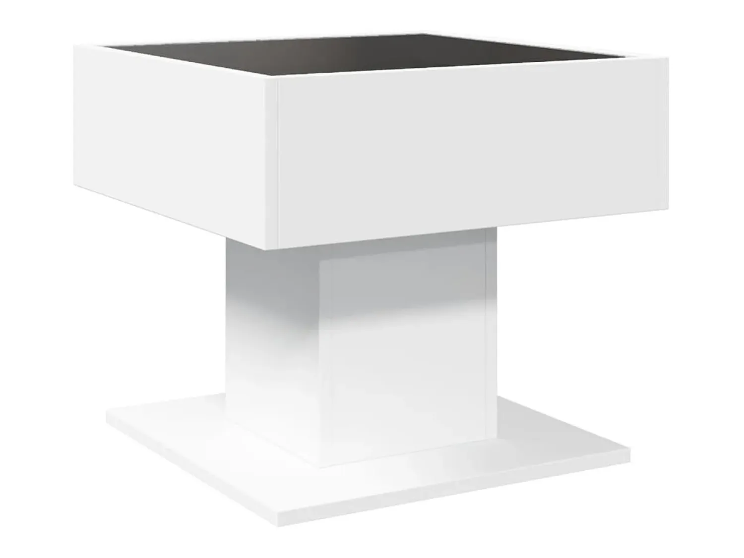 Mesa De Centro* Mesa de centro | Mesa de apoio c/ LEDs 50x50x45cm derivados de madeira Branco