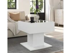 Mesa De Centro* Mesa de centro | Mesa de apoio c/ LEDs 50x50x45cm derivados de madeira Branco
