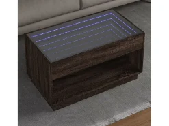 Mesa De Centro| Mesa de centro | Mesa de apoio luzes LED Infinity 90x50x50 cm carvalho Castanho