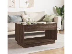 Mesa De Centro| Mesa de centro | Mesa de apoio luzes LED Infinity 90x50x50 cm carvalho Castanho