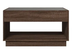 Mesa De Centro| Mesa de centro | Mesa de apoio luzes LED Infinity 90x50x50 cm carvalho Castanho