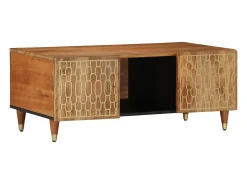 Mesa De Centro| Mesa de centro | Mesa de apoio | Mesa de café 100x54x40 cm madeira de mangueira maciça Castanho