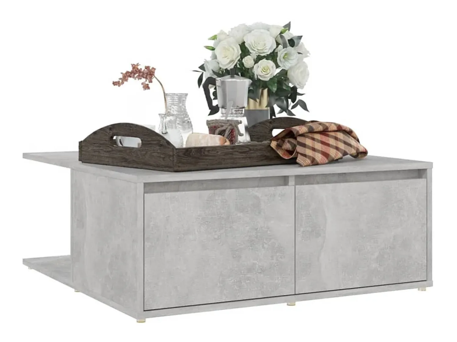Mesa De Centro* Mesa de centro | Mesa de apoio 80x80x31 cm contraplacado cimento Cinzento