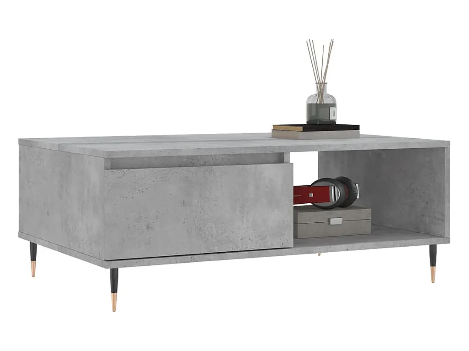 Online Mesa de centro | Mesa de apoio 90x60x35 cm derivados madeira cimento Cinzento