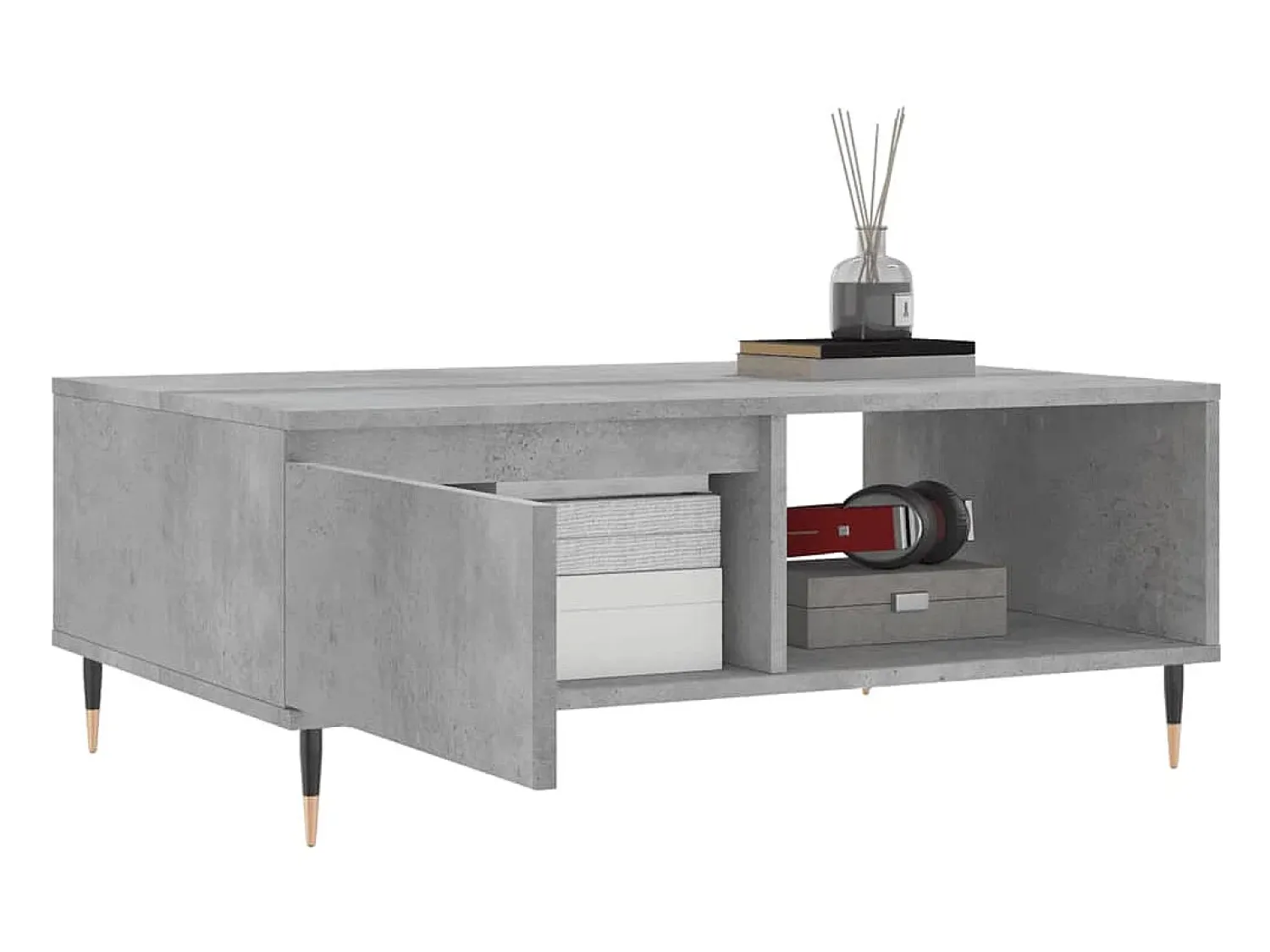 Online Mesa de centro | Mesa de apoio 90x60x35 cm derivados madeira cimento Cinzento
