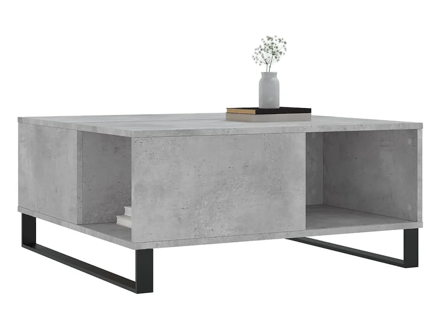 Mesa De Centro* Mesa de centro | Mesa de apoio 80x80x36.5 cm derivados madeira cimento Cinzento
