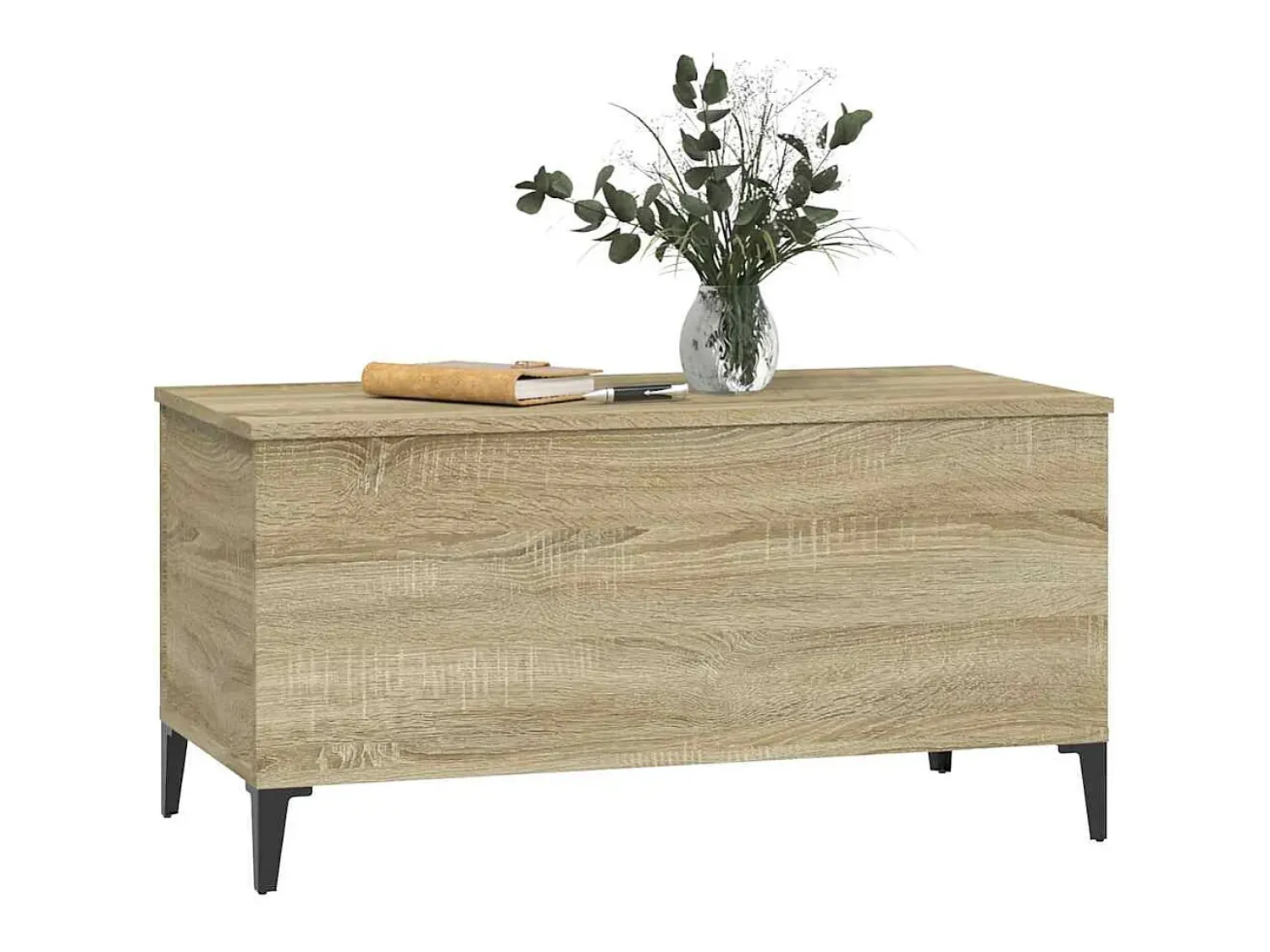 New Mesa de centro | Mesa de apoio 90x44.5x45 cm derivados madeira carvalho sonoma Castanho