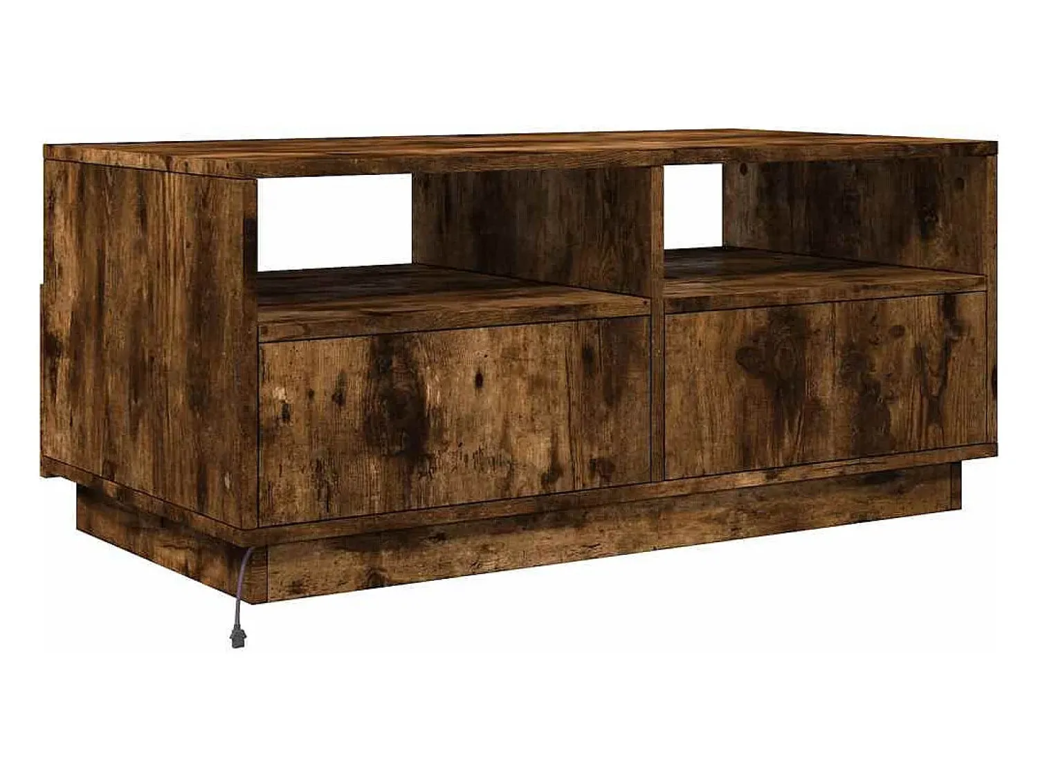 New Mesa de centro | Mesa de apoio com luzes LED 90x49x40 cm carvalho fumado Castanho