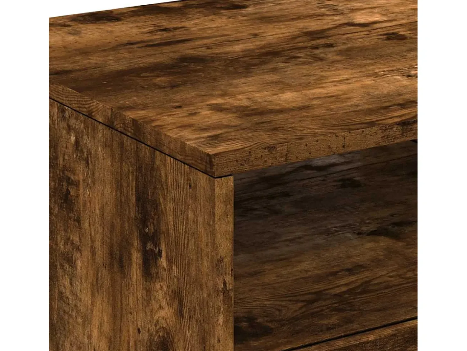 New Mesa de centro | Mesa de apoio com luzes LED 90x49x40 cm carvalho fumado Castanho
