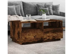 New Mesa de centro | Mesa de apoio com luzes LED 90x49x40 cm carvalho fumado Castanho