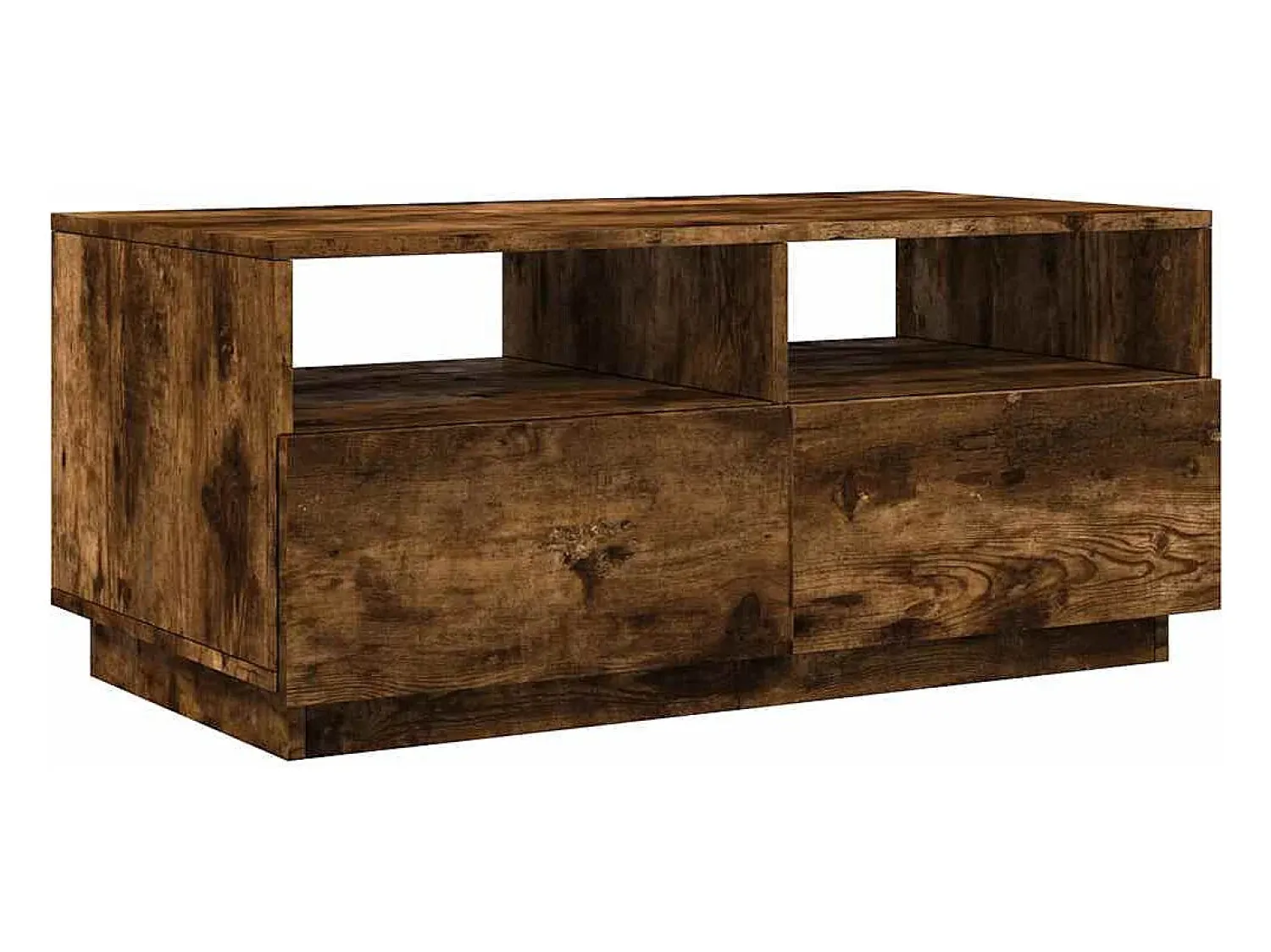 New Mesa de centro | Mesa de apoio com luzes LED 90x49x40 cm carvalho fumado Castanho