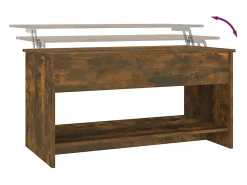 Mesa De Centro| Mesa de centro | Mesa de apoio 102x50x52.5cm madeira processada carvalho fumado Castanho