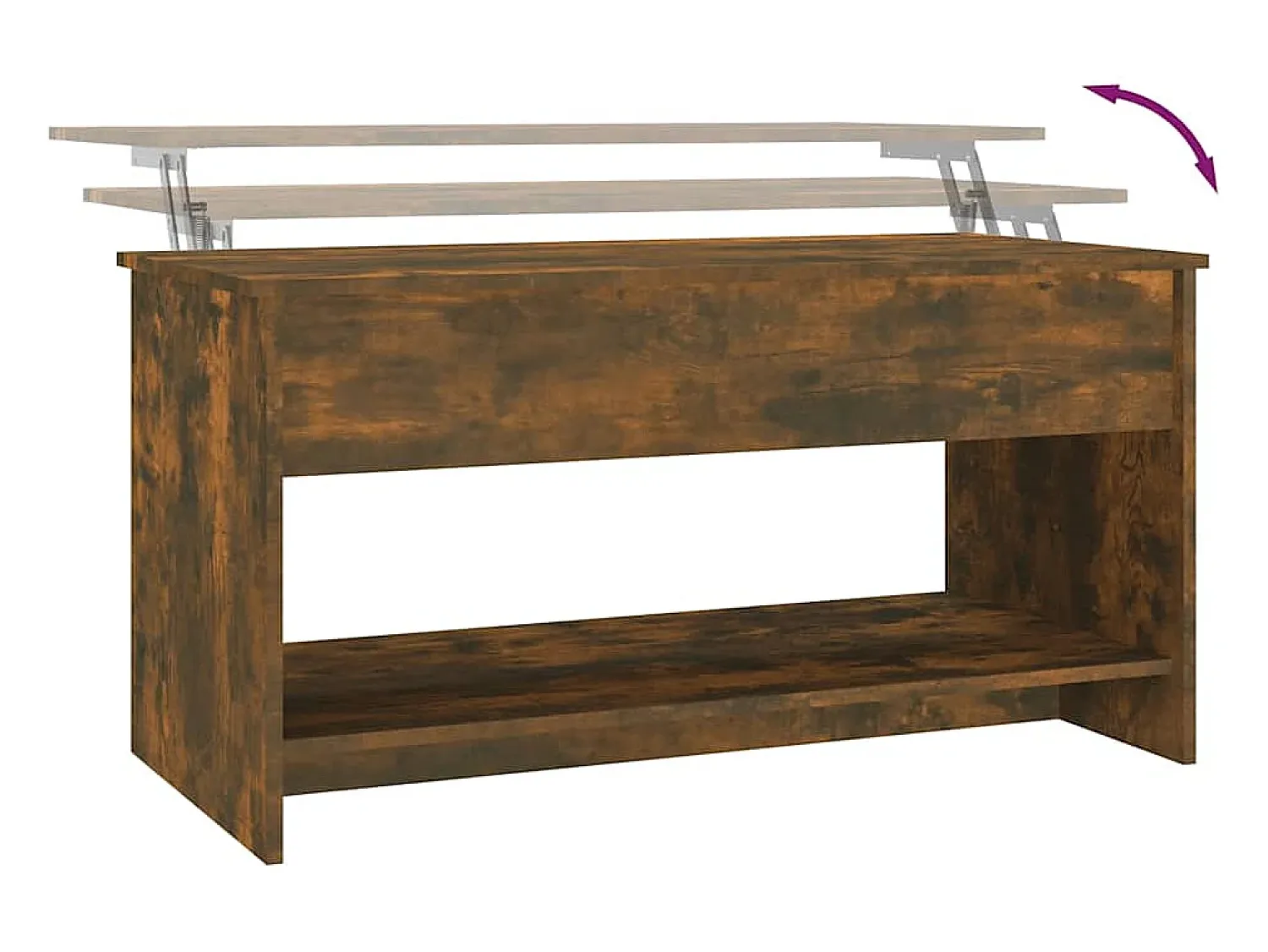 Mesa De Centro| Mesa de centro | Mesa de apoio 102x50x52.5cm madeira processada carvalho fumado Castanho