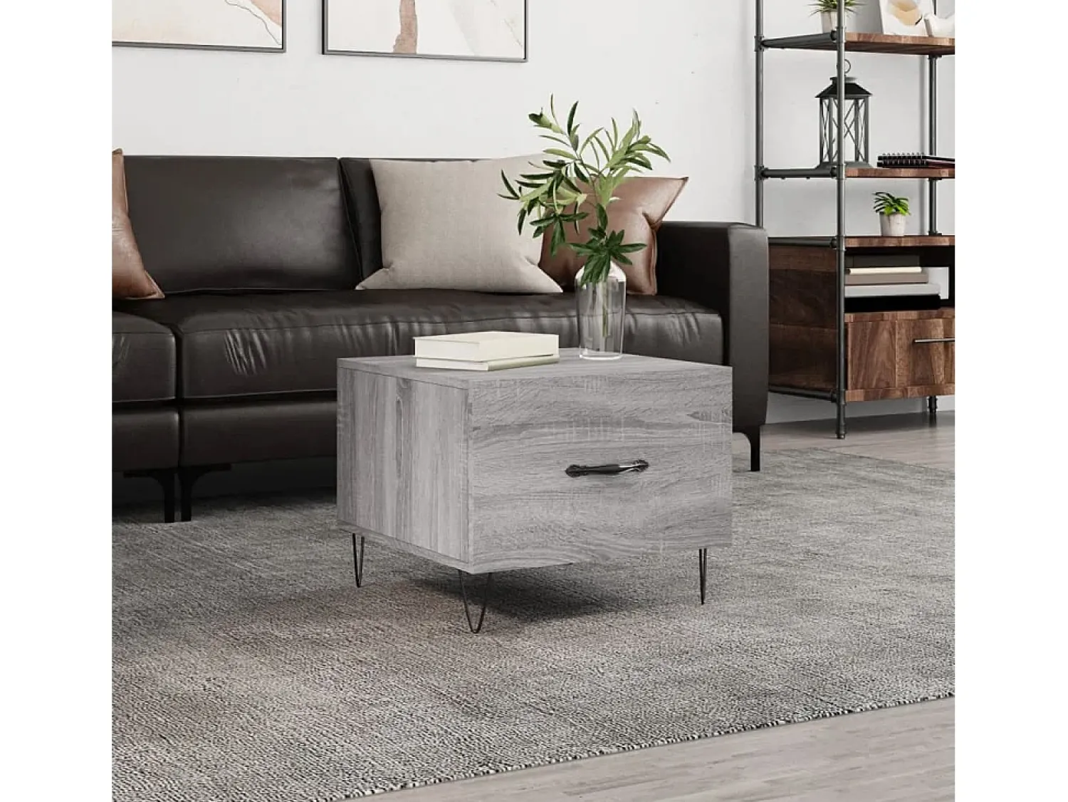 Clearance Mesa de centro | Mesa de apoio 50x50x40 cm derivados madeira sonoma cinza Cinzento