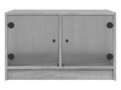Online Mesa de centro | Mesa de apoio c/ portas de vidro 68x50x42 cm cinza sonoma Cinzento