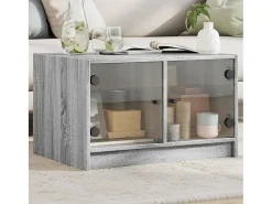 Online Mesa de centro | Mesa de apoio c/ portas de vidro 68x50x42 cm cinza sonoma Cinzento