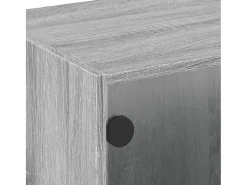 Online Mesa de centro | Mesa de apoio c/ portas de vidro 68x50x42 cm cinza sonoma Cinzento