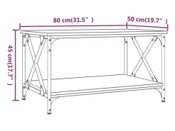 Mesa de centro | Mesa de apoio 80x50x45 cm derivados de madeira/ferro^ Mesa De Centro